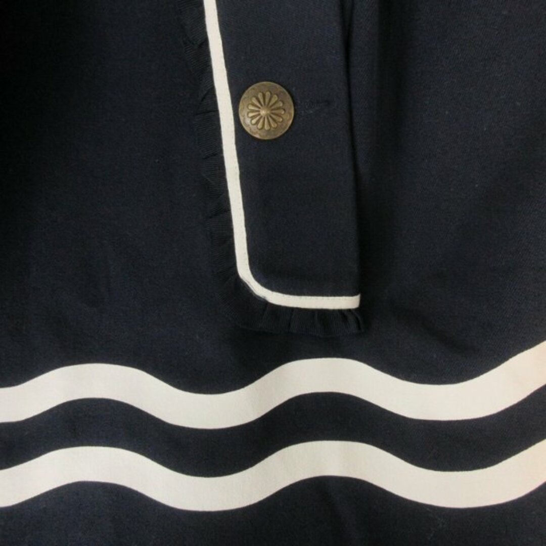 DESIGUAL(デシグアル)のデシグアル トレンチコート ライン ワッペン 刺繍 裏地 総柄 紺 白 44 レディースのジャケット/アウター(トレンチコート)の商品写真