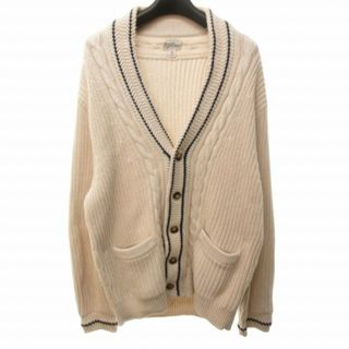 ジェイクルー(J.Crew)のジェイクルー ケーブルニット カーディガン ライン コットン 長袖 白 紺 M(カーディガン)