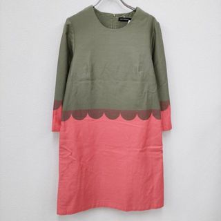 marimekko - marimekko NEBU Lanketti サイズ34 ワンピース カーキ ピンク レディース マリメッコ【中古】4-0403M☆