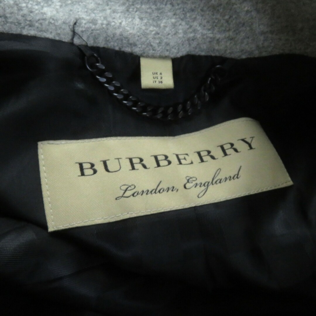 BURBERRY(バーバリー)の極美品★BURBERRY バーバリー ウール  ロゴボタン・ベルト付 ラップコート/ウールコート ライトグレー 36 国内正規品 レディース レディースのジャケット/アウター(その他)の商品写真