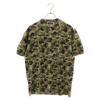 アベイシングエイプ(A BATHING APE)のA BATHING APE アベイシングエイプ 1st CAMO POLO ファーストカモ ワッペン付き 鹿の子地半袖ポロシャツ グリーン(ポロシャツ)