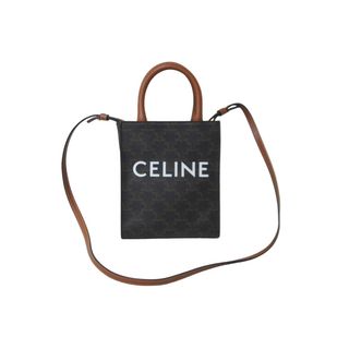 セリーヌ(celine)のCELINE セリーヌ ミニ バーティカル トリオンフ キャンバス ハンドバッグ 2WAY 194372BZK ロゴプリント 美品 中古 62325(ハンドバッグ)