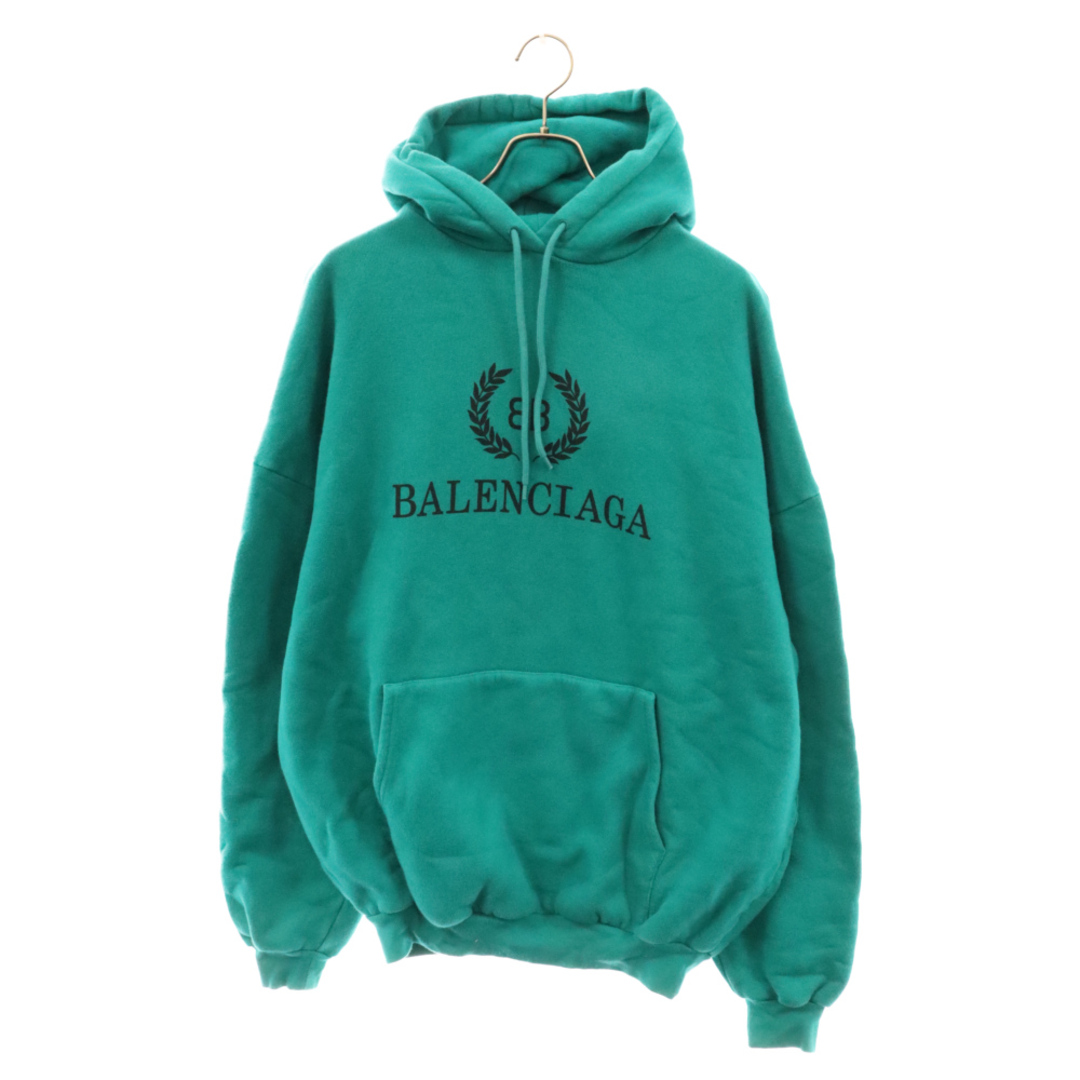 Balenciaga(バレンシアガ)のBALENCIAGA バレンシアガ 19SS BBフェザーロゴフーディ BBロゴ オーバーサイズプルオーバーパーカー 556111 TDV04 グリーン メンズのトップス(パーカー)の商品写真