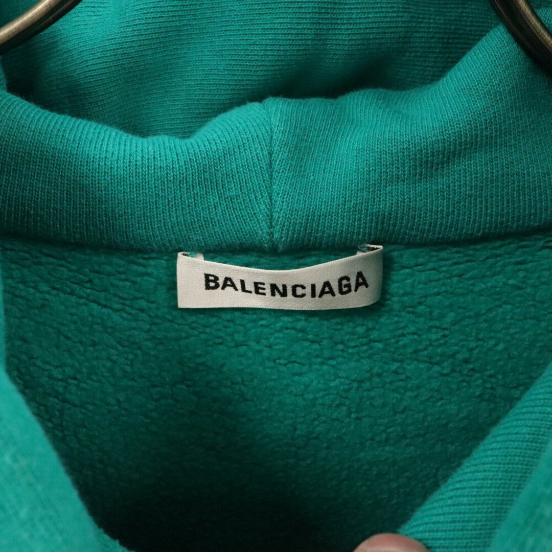 Balenciaga(バレンシアガ)のBALENCIAGA バレンシアガ 19SS BBフェザーロゴフーディ BBロゴ オーバーサイズプルオーバーパーカー 556111 TDV04 グリーン メンズのトップス(パーカー)の商品写真