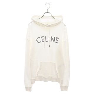 celine - CELINE セリーヌ 22AW Loose Celine Hoodie In Cotton Mesh コットンメッシュフーディ ロゴプリント プルオーバーパーカー ホワイト 2Y570950P