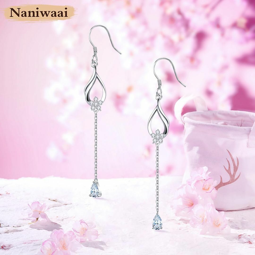 【色: ホワイト】Naniwaai ピアス レディース 人気 誕生石 ピアス フ レディースのアクセサリー(その他)の商品写真