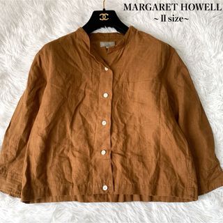 MARGARET HOWELL - 【美品】マーガレットハウエル バンドカラーリネンシャツ 麻 カフス Ⅱサイズ