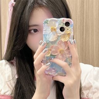 【ラスト２点】iPhone15pro　ケース　花柄　韓国風　スマホ　上品　可愛い(iPhoneケース)