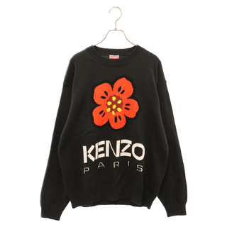 ケンゾー(KENZO)のKENZO ケンゾー BOKE FLOWER JUMPER ロゴデザイン クルーネック ニットセーター ブラック FD55PU3803LC(ニット/セーター)