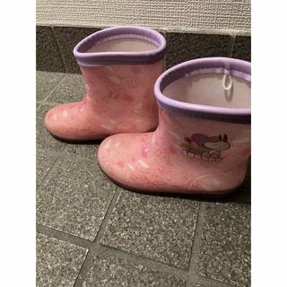 SNOOPY - スヌーピー　ラメ入り　レインブーツ　ピンク　17cm 長靴　キッズ