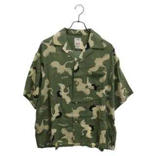 ヴィスヴィム(VISVIM)のVISVIM ヴィスヴィム 23SS CROSBY SHIRT S/S HIKAKU クロスビー レーヨンオープンカラー ヒカク 鶴プリント 半袖シャツ グリーン 0123105011018(シャツ)