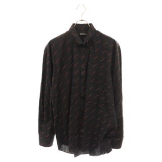 バレンシアガ(Balenciaga)のBALENCIAGA バレンシアガ 19SS Normal Fit Shirt ノーマル フィット シャツ 総柄ロゴ 長袖シャツ ブラック/レッド 534333 TBL96(シャツ)