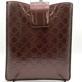 Gucci - GUCCI グッチ 256575 iPadケース タブレットケース GG 型押し ブラウン エナメル レザー ブランド レディース ウィメンズ メンズ【中古】