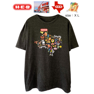 H-E-B Texas Howdy Y'all　Tシャツ　XL　グレー　US古着(Tシャツ/カットソー(半袖/袖なし))