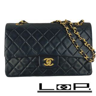 シャネル(CHANEL)の■中古■　シャネル マトラッセ 25 ダブルフラップ チェーン ショルダー ラム ブラック GP A01112 【104145】(ショルダーバッグ)