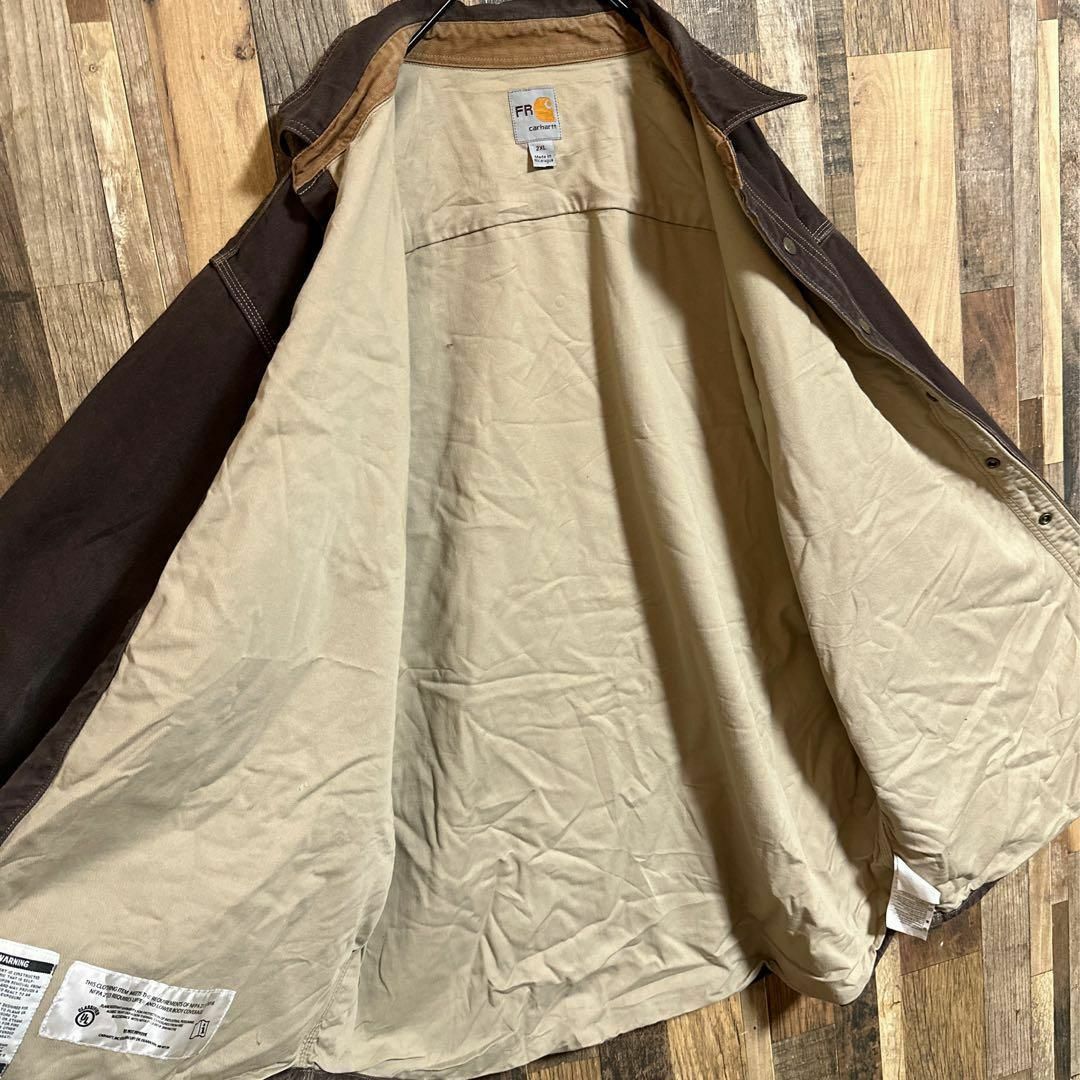 carhartt(カーハート)のカーハート 厚手 シャツ ロゴ アウター ブルゾン ブラウン 2XL 古着 メンズのジャケット/アウター(ブルゾン)の商品写真