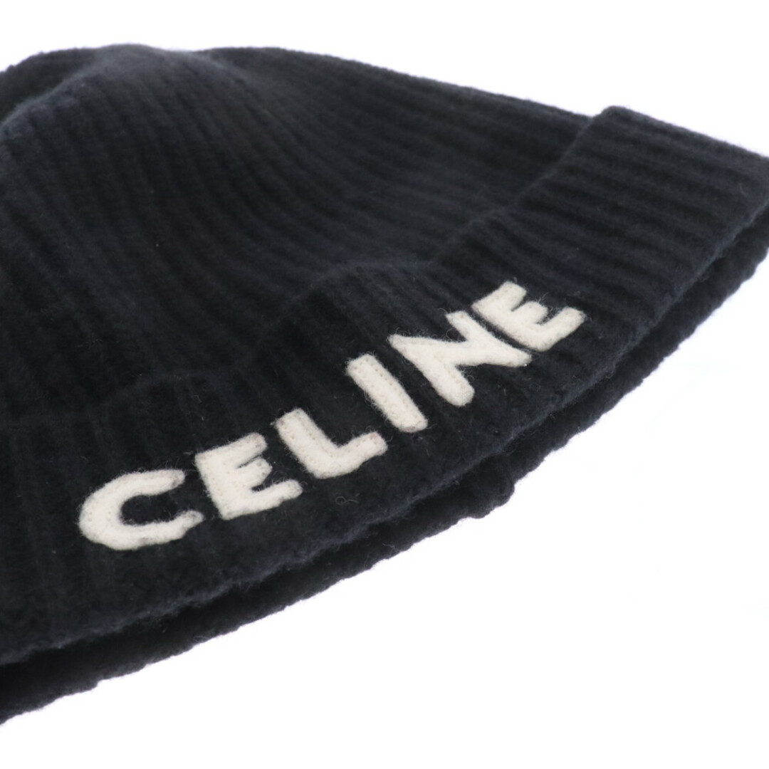 celine(セリーヌ)のCELINE セリーヌ ロゴ エンブロイダリー ニット帽 帽子 ニットキャップ 2A25R535Q ブラック メンズの帽子(ニット帽/ビーニー)の商品写真