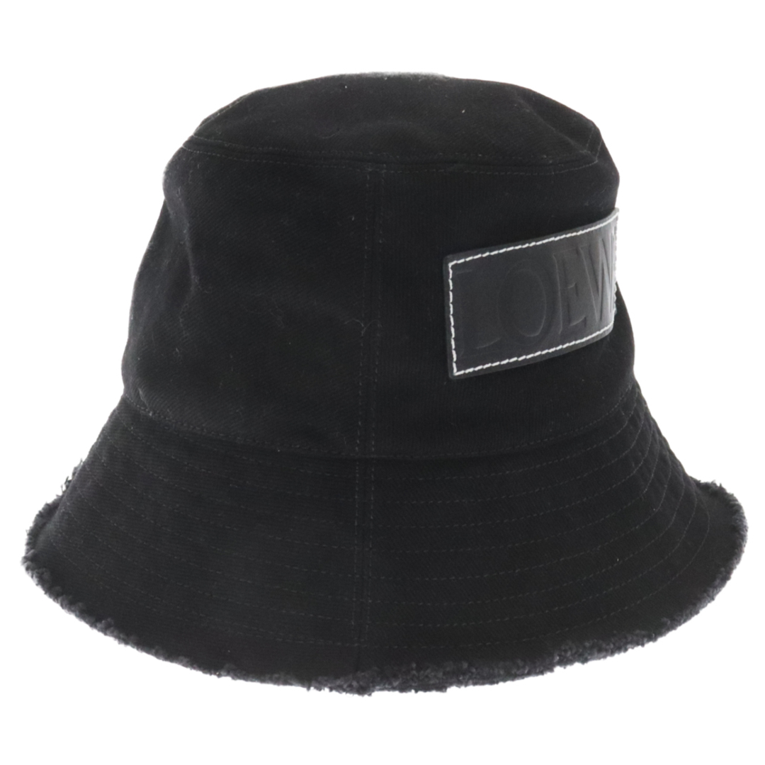 LOEWE(ロエベ)のLOEWE ロエベ FRAYED BUCKET HAT レザーロゴパッチ フレイド バケットハット 帽子 ブラック K820HB1X20 メンズの帽子(ハット)の商品写真