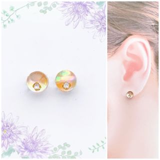 ベージュ7mmサークルピアス/イヤリング(ピアス)