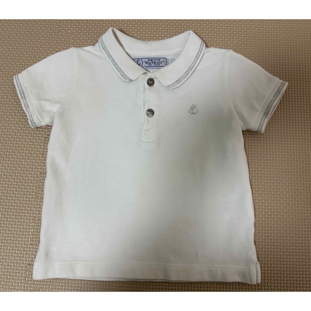 PETIT BATEAU(プチバトー)の【プチバトー】半袖ポロシャツ ホワイト　18m 81cm キッズ/ベビー/マタニティのベビー服(~85cm)(Ｔシャツ)の商品写真