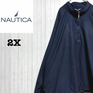 NAUTICA - ノーティカ　ナイロンプルオーバー　ハーフジップ　ネイビー　ビッグシルエット　2X