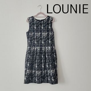 ルーニィ(LOUNIE)の【美品】LOUNIE　ルーニィ　ノースリーブ　プリント　ワンピース　38(ひざ丈ワンピース)