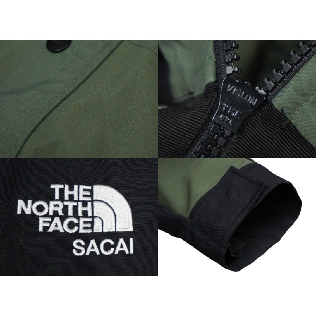 THE NORTH FACE(ザノースフェイス)のTHE NORTH FACE × sacai ザノースフェイス サカイ 17AW ナイロン モッズ コート カーキ NP6171SA ロゴ サイズM 美品 中古 51178 レディースのジャケット/アウター(その他)の商品写真