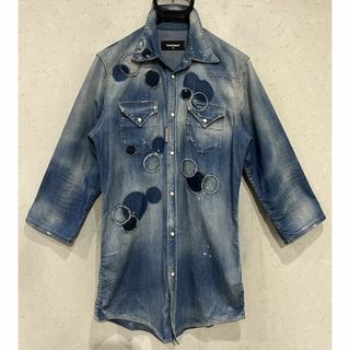 ＊DSQUARED2 加工 7分袖 デニムシャツ トップス イタリア製 46