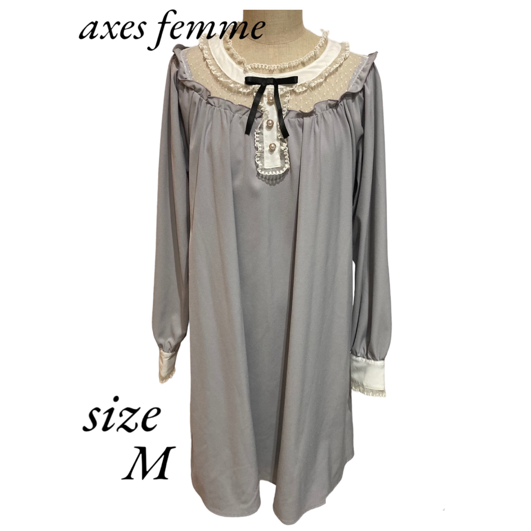 axes femme(アクシーズファム)のaxes femme アクシーズファム.*ワンピース レース フリル レディースのワンピース(ひざ丈ワンピース)の商品写真