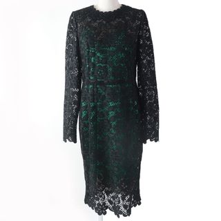 DOLCE&GABBANA - 未使用品☆DOLCE&GABBANA ドルチェ＆ガッバーナ F6UNIT 長袖 総レース ワンピース ブラック グリーン 46 イタリア製 正規品 レディース 定価544,500円