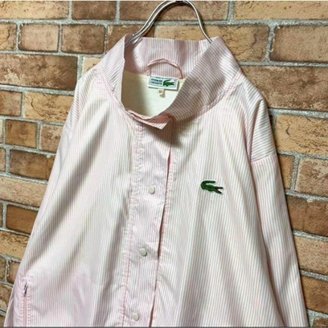 LACOSTE(ラコステ)のシュミーズラコステ　フランス製　ストライプジャケット　ワンポイントロゴ　42 レディースのジャケット/アウター(ブルゾン)の商品写真