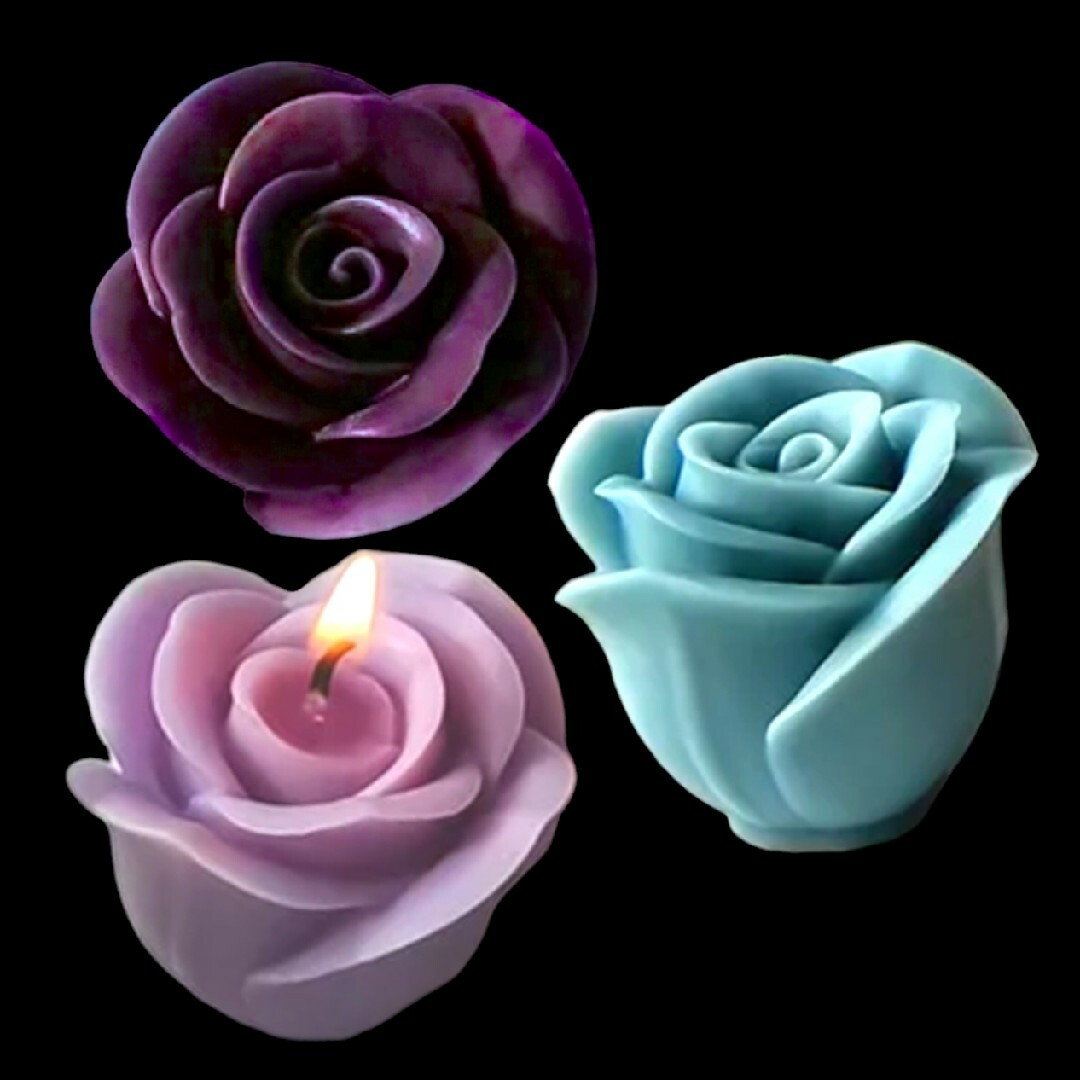 シリコンモールド　薔薇　ばら　バラ　キャンドル　キャンドルモールド　型　花　立体 ハンドメイドの素材/材料(各種パーツ)の商品写真