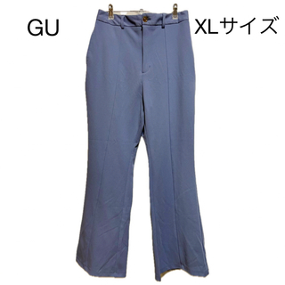 ジーユー(GU)の【GU】XLサイズ　ブルー　カットソーカラーフレアスラックス フレアパンツ(カジュアルパンツ)