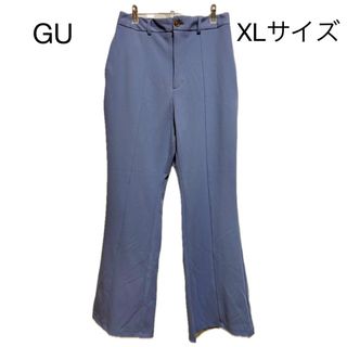 GU - 【GU】XLサイズ　ブルー　カットソーカラーフレアスラックス フレアパンツ