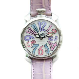 ガガミラノ(GaGa MILANO)のガガミラノ マヌアーレ 40mm 腕時計 クォーツ アナログ 2針 白 紫(腕時計)