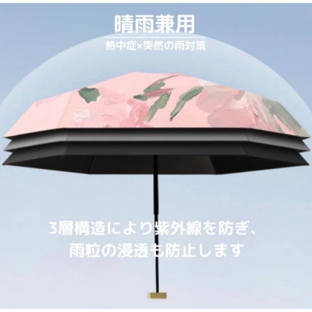折りたたみ傘  晴雨兼用 旅行 雨 日傘 遮光 紫外線 可愛い アート 花 UV レディースのファッション小物(傘)の商品写真
