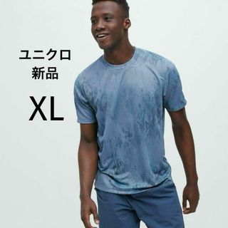 ユニクロ(UNIQLO)の新品 ユニセックス ドライEXクルーネックTシャツ 中西伶コラボ 半袖 青 XL(Tシャツ/カットソー(半袖/袖なし))