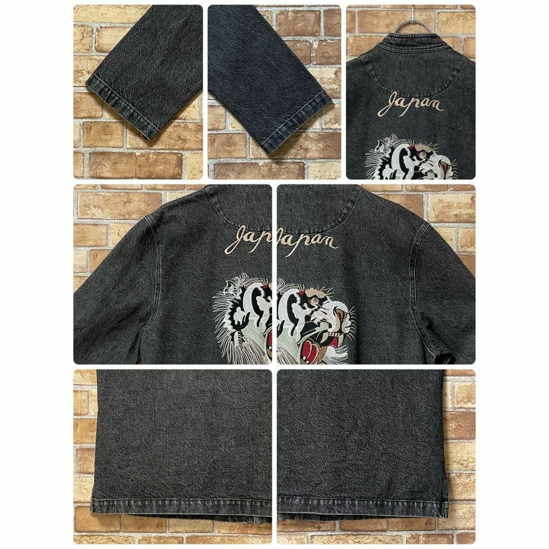 ヴィンテージ　ブラックデニムジャケット　豪華刺繍　ビッグシルエット　黒　50 メンズのジャケット/アウター(Gジャン/デニムジャケット)の商品写真