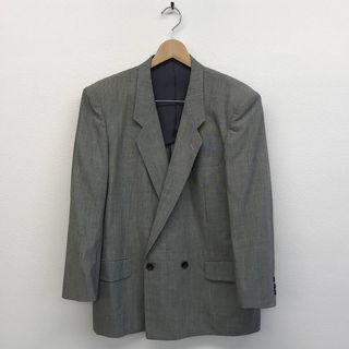 『USED』 COMME des GARCONS HOMME コムデギャルソンオム 1989年製 ダブルテーラードジャケット HS-11003S テーラードジャケット 毛100％/キュプラ100％ グレー【中古】