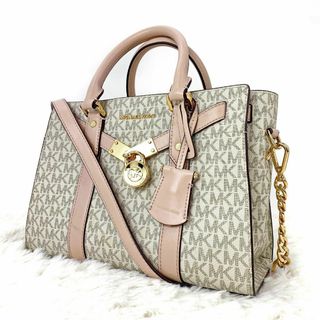 マイケルコース(Michael Kors)の極美品★マイケルコース MK柄シグネチャー 2wayハンドバッグ バニラ ピンク(ハンドバッグ)