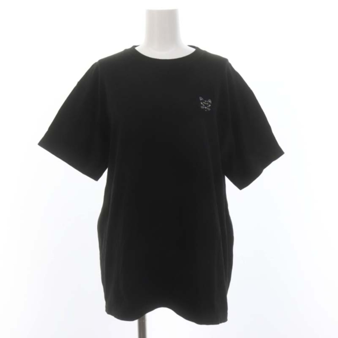 ミコモリ 半袖刺繍Tシャツ カットソー コットン M 黒 ブラック レディースのトップス(Tシャツ(半袖/袖なし))の商品写真