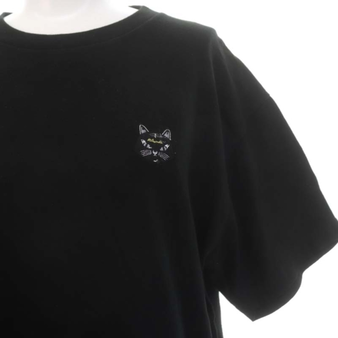 ミコモリ 半袖刺繍Tシャツ カットソー コットン M 黒 ブラック レディースのトップス(Tシャツ(半袖/袖なし))の商品写真