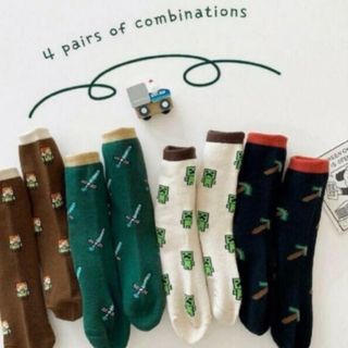 ENDO SOCKS マイクラデザインのかっこいい人気子供靴下四足セット(靴下/タイツ)