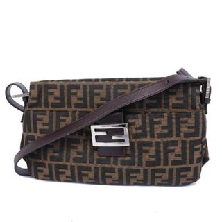 フェンディ(FENDI)の【4hb2429】フェンディ ショルダーバッグ/ズッカ/ナイロンキャンバス/カーキ/シルバー金具 【中古】 レディース(ショルダーバッグ)