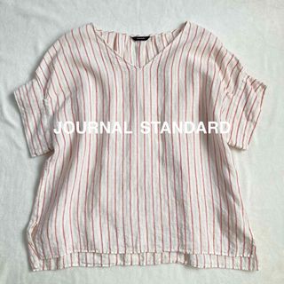 ジャーナルスタンダード(JOURNAL STANDARD)のジャーナルスタンダード　リネン100%　半袖カットソー　ストライプ(カットソー(半袖/袖なし))