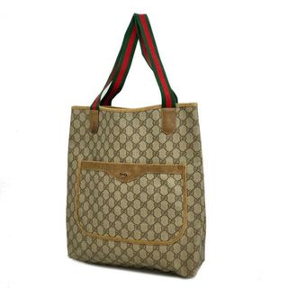 グッチ(Gucci)の【4hb2439】グッチ トートバッグ/GGスプリーム/シェリーライン/37 02 2140/PVC/レザー/ブラウン/ベージュ/ゴールド金具 【中古】 レディース(トートバッグ)