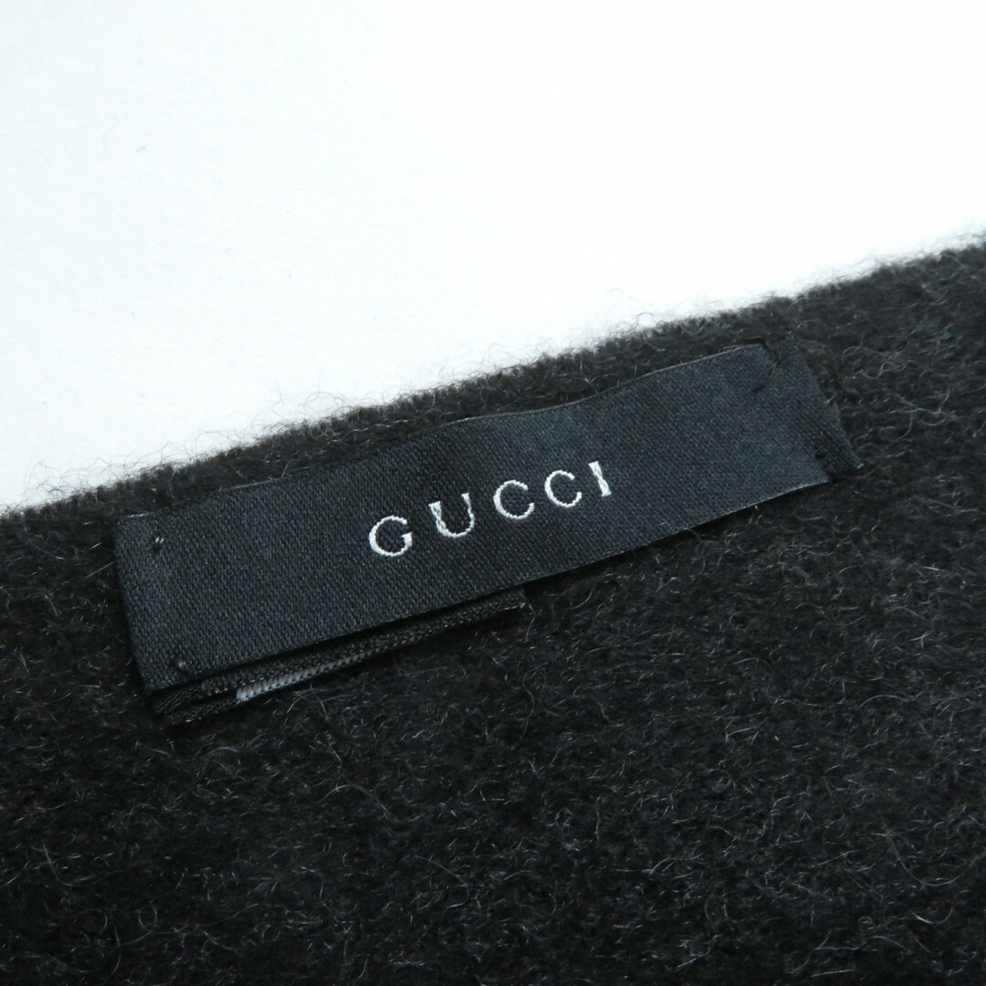 Gucci(グッチ)の極美品★GUCCI グッチ カシミヤ100％ GG柄 フリンジ付き 大判 ショール/ストール ブラック 黒 イタリア製 レディース 暖か◎ レディースのファッション小物(ストール/パシュミナ)の商品写真