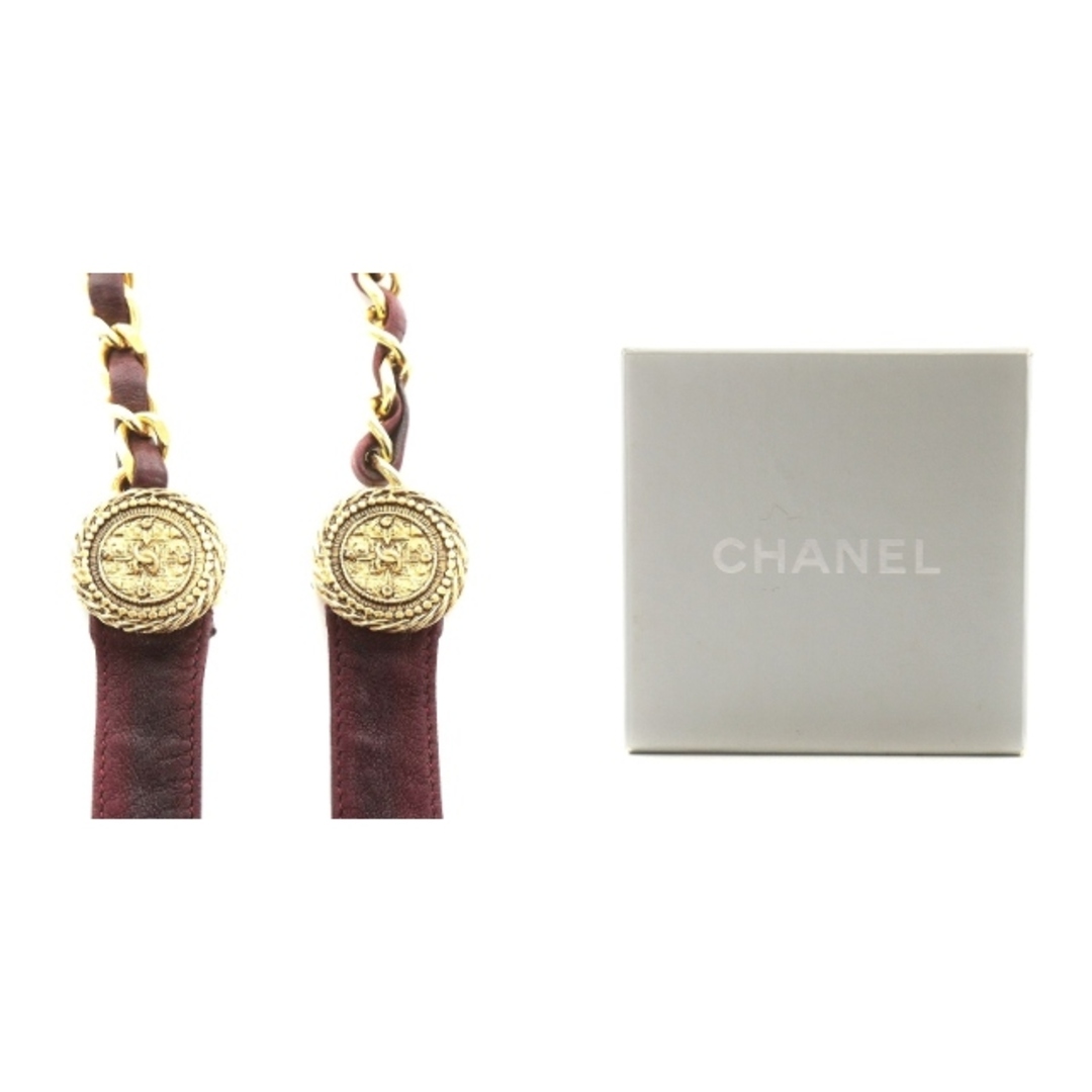 CHANEL(シャネル)のシャネル ココマーク チェーンベルト 80/32 ゴールド色 ボルドー C107 レディースのファッション小物(ベルト)の商品写真
