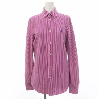 POLO RALPH LAUREN - ポロ ラルフローレン ストライプ 長袖シャツ ロゴ刺繍 ポニー S 紫 白