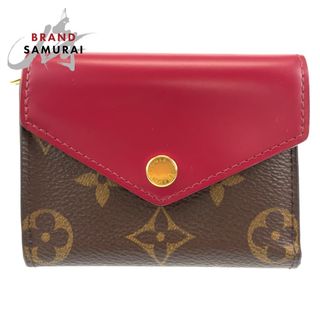 ルイヴィトン(LOUIS VUITTON)の美品 LOUIS VUITTON ルイヴィトン モノグラム ポルトフォイユ ゾエ ヒューシャ ワインレッド ブラウン 茶 PVC カーフ M62932 三つ折り財布 コンパクトウォレット レディース 405550 【中古】(財布)